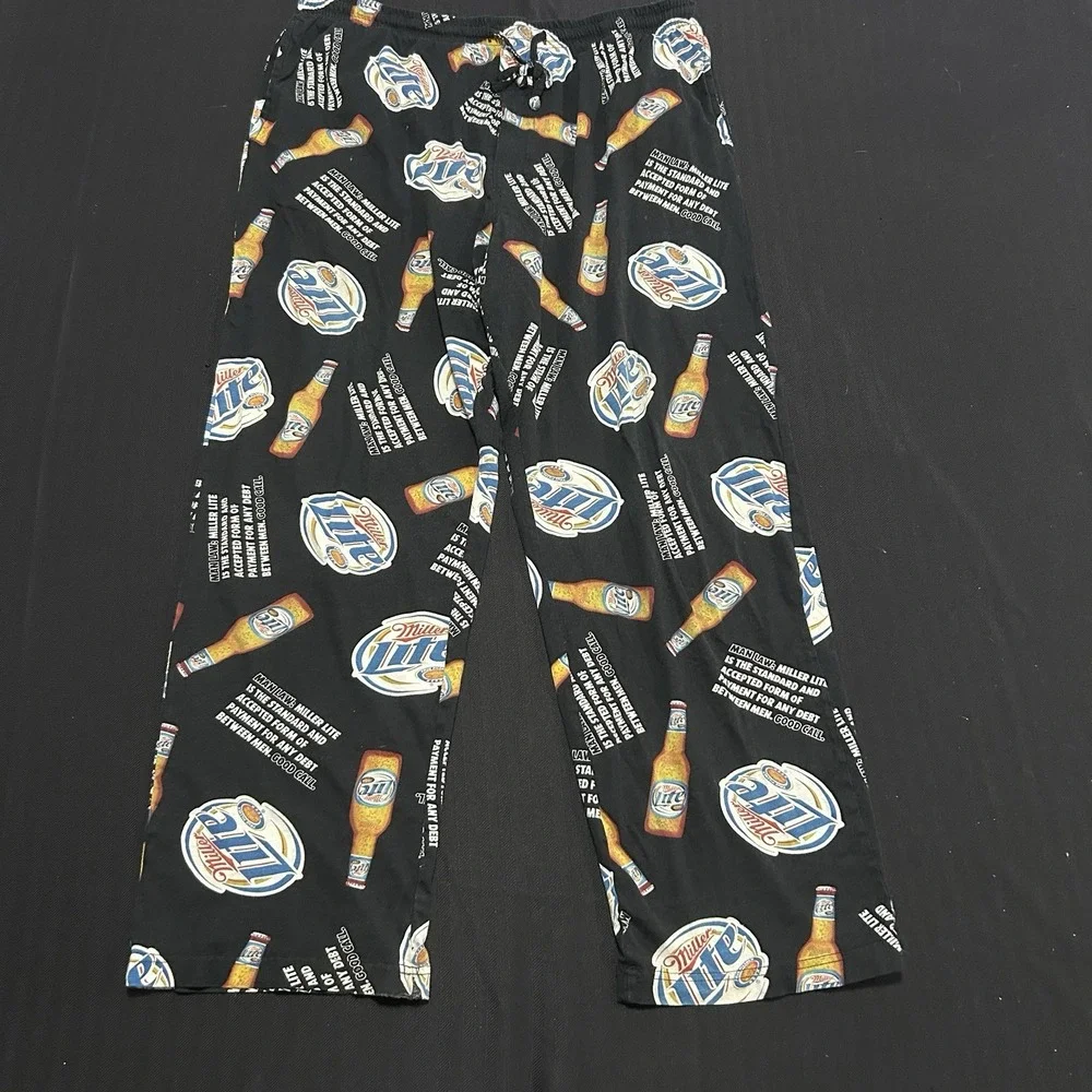 Vintage Miller Lite Loungewear Pants Men's Large Pajamas Baggy 2000s AOP